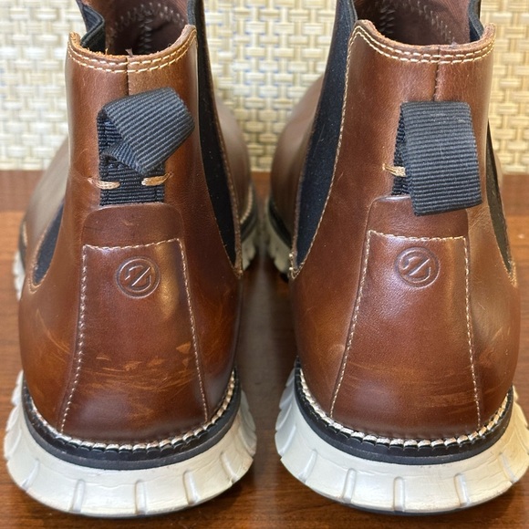 🌟2xHP🌟Cole Haan Zerogrand Waterproof Chelsea Boots Brown Bourbon Leather C30164 - Picture 4 of 11